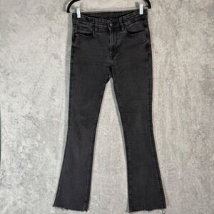 American Eagle High Rise Skinny Kick Jeans Black Raw Hem Size 6 Regular Grunge
